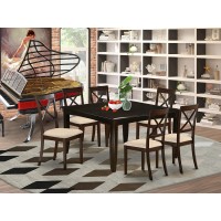East West Furniture Pfbo7-Cap-C 7 Piece Dining Set Consist Of A Square Dining Room Table With Butterfly Leaf And 6 Linen Fabric Upholstered Kitchen Chairs, 54X54 Inch, Cappuccino