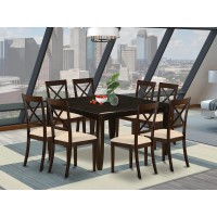 East West Furniture Pfbo9-Cap-C 9 Piece Dining Table Set Includes A Square Wooden Table With Butterfly Leaf And 8 Linen Fabric Dining Room Chairs, 54X54 Inch, Cappuccino