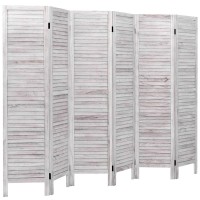 Giantex 6 Panel Wood Room Divider, 5.6 Ft Tall Oriental Folding Freestanding Partition Privicy Room Dividers Screen for Home, Office, Restaurant, Bedroom (White)