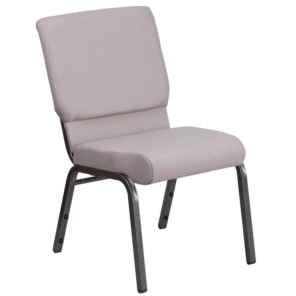 Hercules Series 18.5''W Stacking Church Chair In Gray Dot Fabric - Silver Vein Frame