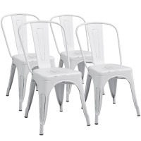 Furmax Metal Dining Chair Indoor Outdoor Use Stackable Chic Side Classic Trattoria Metal Chairs Set Of 4 For Kitchen Dining Roo