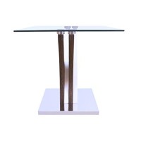 Acme Forest End Table - - Clear Glass - White & Walnut