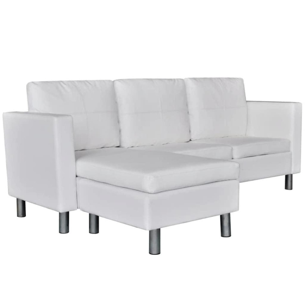 Sectional Sofa 3Seater Artificial Leather White