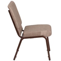 Hercules Series 18.5''W Stacking Church Chair In Beige Fabric - Copper Vein Frame