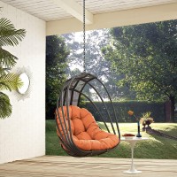 Modway Eei-2656-Ora-Set Whisk Outdoor Patio Swing Chair Set With Hanging Steel Chain, Without Stand, Orange