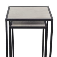 Deco 79 Metal Side End Accent Table End Table With Brown Wood Tops, Set Of 2 Side Table 25