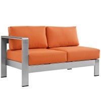 Modway Shore 5-Piece Aluminum Outdoor Patio Sectional Sofa Set In Silver Orange