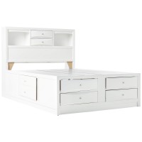 Acme Ireland Queen 8-Drawer Wooden Bed With Storage In White