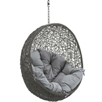 Modway Eei-2654-Gry-Gry Hide Wicker Outdoor Patio Swing Egg Chair Set With Hanging Steel Chain, Without Stand, Gray Gray