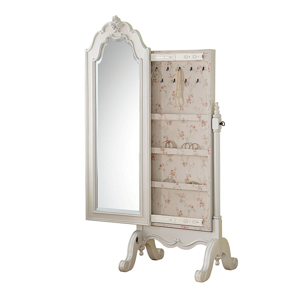 ACME Furniture Edalene Cheval Jewelry Armoire Pearl White