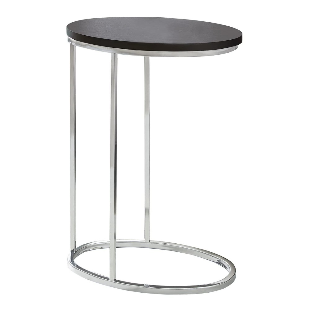 Monarch Specialties OvalCappuccino with Chrome Metal Accent Table 19L x 12D x 25H Brown