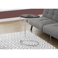 Monarch Specialties OvalCappuccino with Chrome Metal Accent Table 19L x 12D x 25H Brown