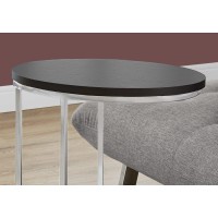 Monarch Specialties OvalCappuccino with Chrome Metal Accent Table 19L x 12D x 25H Brown