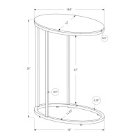 Monarch Specialties OvalCappuccino with Chrome Metal Accent Table 19L x 12D x 25H Brown