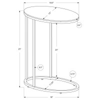 Monarch Specialties OvalCappuccino with Chrome Metal Accent Table 19L x 12D x 25H Brown