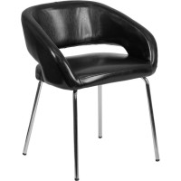 Fusion Series Contemporary Black Leathersoft Side Reception Chair