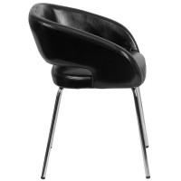 Fusion Series Contemporary Black Leathersoft Side Reception Chair