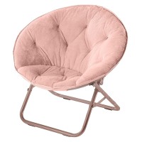 Urban Lifestyle Faux Fur Saucer Chair With Metal Frame One Size Blush