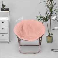 Urban Lifestyle Faux Fur Saucer Chair With Metal Frame One Size Blush