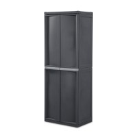 Sterilite 4 Shelf Cabinet Plastic Organization Storage Unit Organize Bins In The Garage Basement Attic Mudroom Gray 2Pac