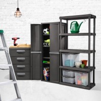 Sterilite 4 Shelf Cabinet Plastic Organization Storage Unit Organize Bins In The Garage Basement Attic Mudroom Gray 2Pac