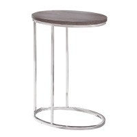 Monarch Specialties OvalDark Taupe with Chrome Metal Accent Table 19L x 12D x 25H