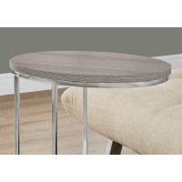 Monarch Specialties OvalDark Taupe with Chrome Metal Accent Table 19L x 12D x 25H