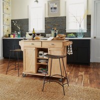 Bowery Hill 2-Drawer And 4-Shelf Wood Kitchen Cart In Natural