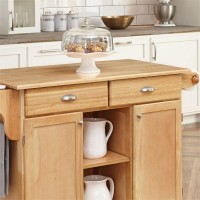 Bowery Hill 2-Drawer And 4-Shelf Wood Kitchen Cart In Natural