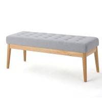 Christopher Knight Home Saxon Fabric Bench, Light Grey, 15.75??D X 43.50??W X 17.00??H