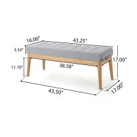 Christopher Knight Home Saxon Fabric Bench, Light Grey, 15.75??D X 43.50??W X 17.00??H