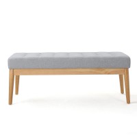 Christopher Knight Home Saxon Fabric Bench, Light Grey, 15.75??D X 43.50??W X 17.00??H