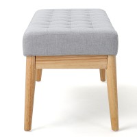 Christopher Knight Home Saxon Fabric Bench, Light Grey, 15.75??D X 43.50??W X 17.00??H