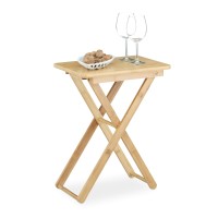Relaxdays Folding Side Table, Bamboo Wood, Small Foldable Tv Table, Rectangular, Hxwxd: Ca 52 X 40 X 31 Cm, Natural Brown, Bamboo