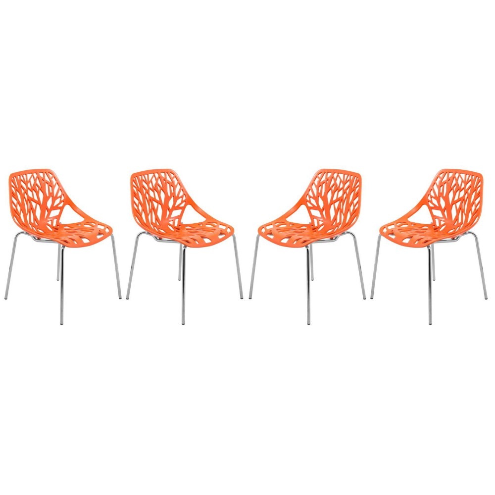 Leisuremod Modern Asbury Dining Chair W Chromed Legs Set Of 4