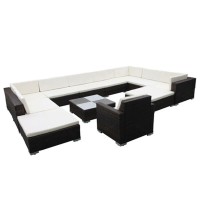vidaXL 12 Piece Garden Lounge Set with Cushions Poly Rattan Brown 42091