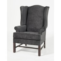 Comfort Pointe Chippendale Wing Chair - Elizabeth - Charcoal,Cherry