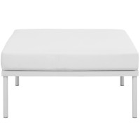 Modway Harmony Aluminum Outdoor Patio Ottoman With Cushion In White White