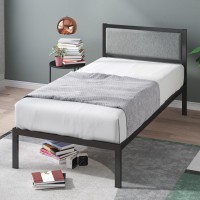 Zinus Korey Metal Platform Bed Frame With Upholstered Headboard Wood Slat Support No Box Spring Easy Assembly Twin