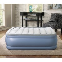 Beautyrest HiLoft Inflatable Mattress RaisedProfile Air Bed with External Pump Queen Blue