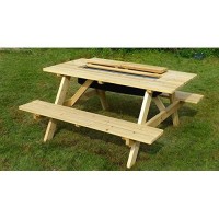 Merry Garden Cooler Wooden Picnic Table, Natural,Brown