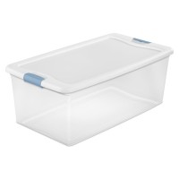 Sterilite 12Pack Stackable Storage Bin With Lid Clear Plastic Design 106 Quart