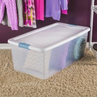 Sterilite 12Pack Stackable Storage Bin With Lid Clear Plastic Design 106 Quart