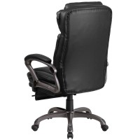 High Back Black Leathersoft Executive Reclining Ergonomic Swivel Office Chair With Outer Lumbar Cushion And Arms