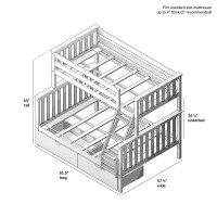 Max & Lily Bunk Bed, Twin-Over-Full Wood Bed Frame For Kids With Storage Drawers, Espresso