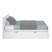 Max & Lily Full Bed, Wood Bed Frame With Headboard For Kids With Trundle, Slatted, White