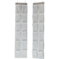 Simple Houseware 24 Pockets 2Pk 12 Large Pockets Over Door Hanging Shoe Organizer Grey