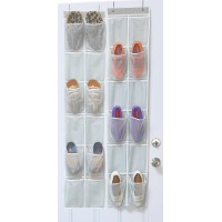 Simple Houseware 24 Pockets 2Pk 12 Large Pockets Over Door Hanging Shoe Organizer Grey