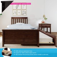 Max & Lily Twin Bed, Wood Bed Frame With Headboard For Kids With Trundle, Slatted, Espresso