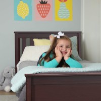 Max & Lily Twin Bed, Wood Bed Frame With Headboard For Kids With Trundle, Slatted, Espresso